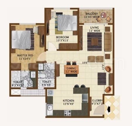 Brand New 2 BHK Flat for Sale in Brigade Northridge, Close to Reva University, Jakkur, Yelahanka, Measuring 1290 Sqft